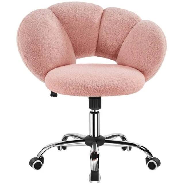 Kelvenix Boucle Desk Vanity Chair with Cloud-shaped Backrest in Pink - Size: 0.6m2 - image 1