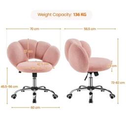 Kelvenix Boucle Desk Vanity Chair with Cloud-shaped Backrest in Pink - Size: 0.6m2 - thumbnail 2