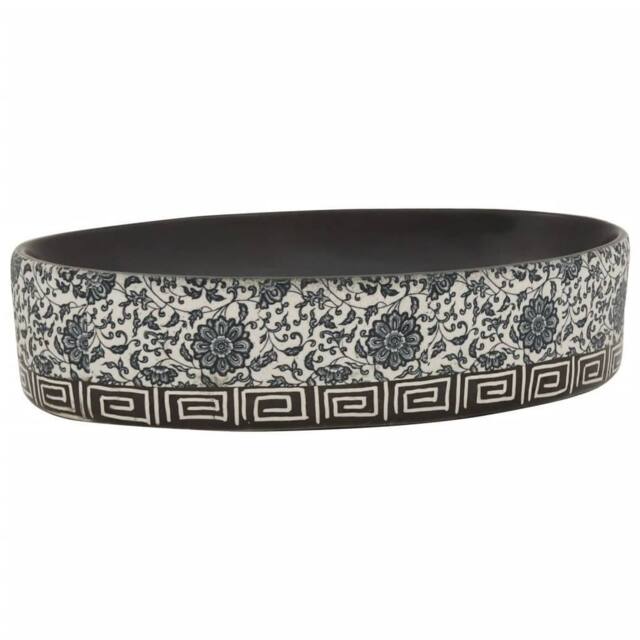 Berkfield Home Countertop Basin Black & Blue Oval 56.5x36.5x13.5 cm Ceramic - image 1