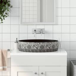 Berkfield Home Countertop Basin Black & Blue Oval 56.5x36.5x13.5 cm Ceramic - thumbnail 2