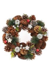 KDMD Woodland Wooden Silver Stars Fruit wreath 30cm in Brown - thumbnail 2