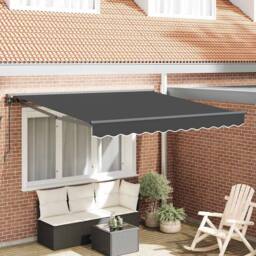 Berkfield Home Manual Retractable Awning - Anthracite, 300x250 cm in Dark Grey - thumbnail 2