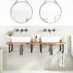 Berkfield Home Versatile Bathroom Vanity Top Oil Finished 120x50x4 cm Solid Wood in Brown - Size: 120 x 50 x 4 cm - thumbnail 3