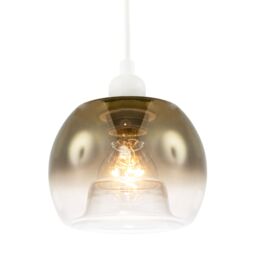 Happy Homewares Modern Polished Gold & Clear Glass Circular Pendant Lighting Shade - thumbnail 2