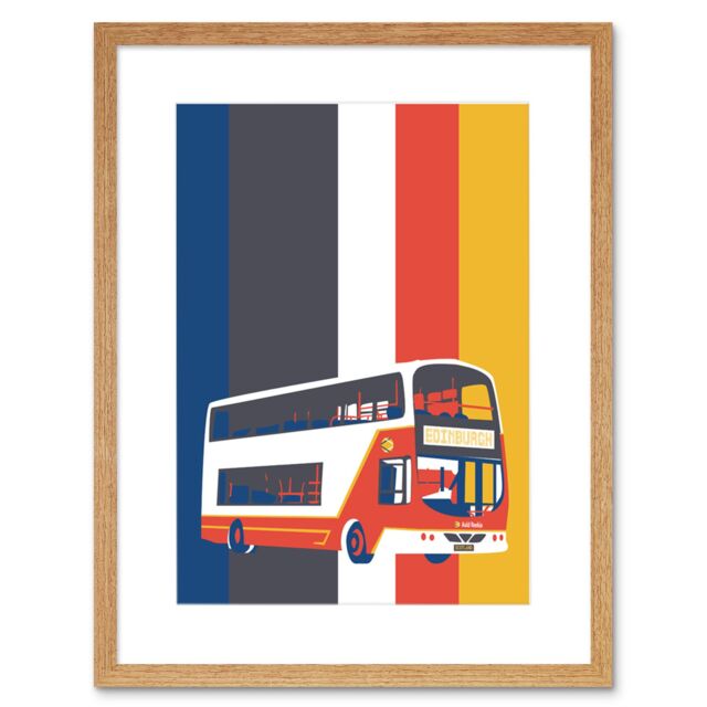 "Artery8 Wall Art Print Edinburgh Transport Bus Framed 9X7 in Beige - Size: W7"" x H9""" - image 1