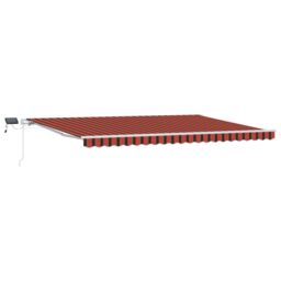 Berkfield Home Manual Retractable Awning with LED in Orange & Brown, 500x350 cm - thumbnail 2