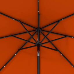 OUTSUNNY 2.7m Patio Garden Umbrella Outdoor Parasol with Tilt Crank & 24 LEDs Lights in Orange - thumbnail 9