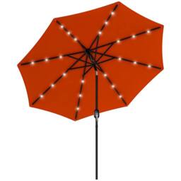 OUTSUNNY 2.7m Patio Garden Umbrella Outdoor Parasol with Tilt Crank & 24 LEDs Lights in Orange - thumbnail 2