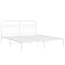 Berkfield Home Metal Bed Frame without Mattress with Headboard White 183x213cm - Size: 183x213 cm - thumbnail 1