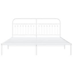 Berkfield Home Metal Bed Frame without Mattress with Headboard White 183x213cm - Size: 183x213 cm - thumbnail 4