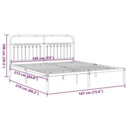Berkfield Home Metal Bed Frame without Mattress with Headboard White 183x213cm - Size: 183x213 cm - thumbnail 8