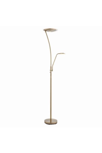 Netlighting Alassio LED 1 Light Floor Lamp Antique Brass & Frosted Plastic in Gold