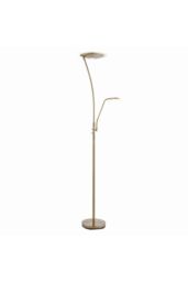 Netlighting Alassio LED 1 Light Floor Lamp Antique Brass & Frosted Plastic in Gold