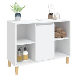 Berkfield Home Sink Cabinet White 80x33x60 cm Engineered Wood - Size: 80 x 33 x 60 cm - thumbnail 4