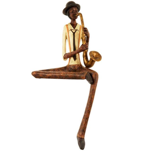 Lemon Pavilion Furniture and Decor Sitting Jazz Band Saxophonist - Ornament - L11 x W17 x H38 cm in Brown - image 1