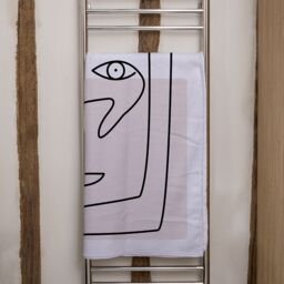Benjamin Tate Design line drawing of face & hand Designer Bath Towel in White - thumbnail 2