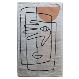 Benjamin Tate Design line drawing of face & hand Designer Bath Towel in White - thumbnail 1