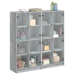 Berkfield Home Bookcase with Doors Grey Sonoma 136x37x142 cm Engineered Wood - Size: 136 x 37 x 142 cm - thumbnail 5