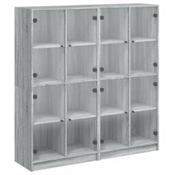 Berkfield Home Bookcase with Doors Grey Sonoma 136x37x142 cm Engineered Wood - Size: 136 x 37 x 142 cm - thumbnail 1