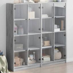 Berkfield Home Bookcase with Doors Grey Sonoma 136x37x142 cm Engineered Wood - Size: 136 x 37 x 142 cm - thumbnail 2