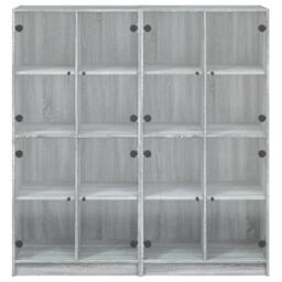 Berkfield Home Bookcase with Doors Grey Sonoma 136x37x142 cm Engineered Wood - Size: 136 x 37 x 142 cm - thumbnail 7