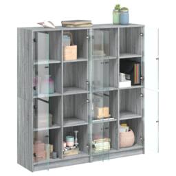 Berkfield Home Bookcase with Doors Grey Sonoma 136x37x142 cm Engineered Wood - Size: 136 x 37 x 142 cm - thumbnail 4