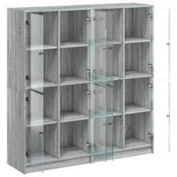Berkfield Home Bookcase with Doors Grey Sonoma 136x37x142 cm Engineered Wood - Size: 136 x 37 x 142 cm - thumbnail 6