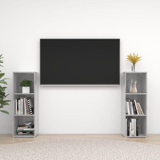 Berkfield Home TV Cabinets 2 pcs Concrete Grey 107x35x37 cm Engineered Wood - Size: 107 x 35 x 37 cm - image 1