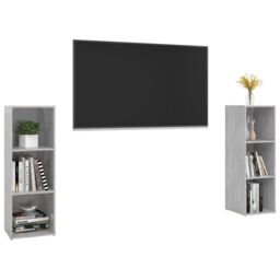 Berkfield Home TV Cabinets 2 pcs Concrete Grey 107x35x37 cm Engineered Wood - Size: 107 x 35 x 37 cm - thumbnail 3
