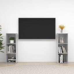 Berkfield Home TV Cabinets 2 pcs Concrete Grey 107x35x37 cm Engineered Wood - Size: 107 x 35 x 37 cm - thumbnail 1