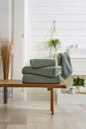 Deyongs Sereno Soft Textured Towel In 550GSM Pure Zerotwist Cotton in Green - Size: Bath Sheet - thumbnail 1