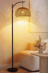Living and Home Classic Handwoven Rattan Floor Lamp in Natural - thumbnail 3
