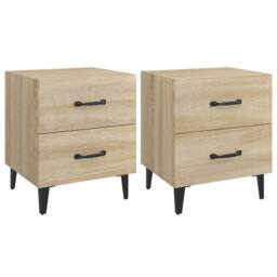 Berkfield Home Decorative Bedside Cabinets 2 pcs Sonoma Oak 40x35x47.5 cm in Light Tan - thumbnail 3