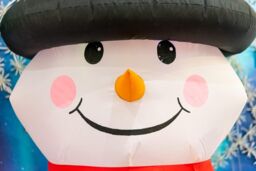 Shatchi 6ft Inflatable Hand Waving Snowman with North Pole Sign Board Pre Lit Mains Powered White LED Lights - thumbnail 3
