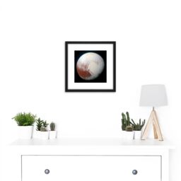 Artery8 Space NASA LORRI Dwarf Planet Pluto Enhanced Photo 8X8 Inch Square Wooden Framed Wall Art Print Picture with Mount in Black - thumbnail 2