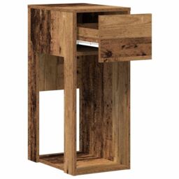 Berkfield Home Computer Tower Stand with Drawer Old Wood 30x44x74 cm in Brown - Size: 30 x 44 x 74 cm - thumbnail 4
