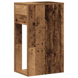 Berkfield Home Computer Tower Stand with Drawer Old Wood 30x44x74 cm in Brown - Size: 30 x 44 x 74 cm - thumbnail 7