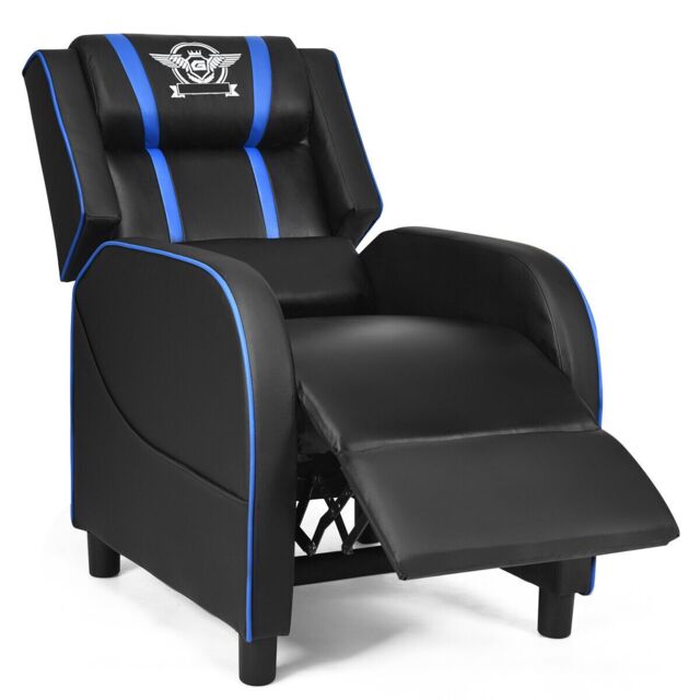 Gymax Gaming Chair Single Recliner Sofa With Footrest & Lumbar Cushion in Blue - image 1