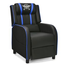 Gymax Gaming Chair Single Recliner Sofa With Footrest & Lumbar Cushion in Blue - thumbnail 3