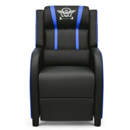 Gymax Gaming Chair Single Recliner Sofa With Footrest & Lumbar Cushion in Blue - thumbnail 2