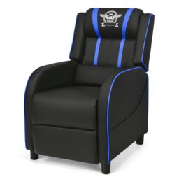 Gymax Gaming Chair Single Recliner Sofa With Footrest & Lumbar Cushion in Blue - thumbnail 4