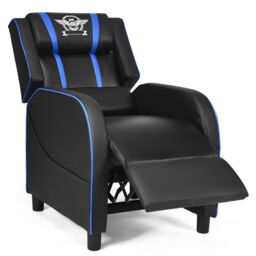 Gymax Gaming Chair Single Recliner Sofa With Footrest & Lumbar Cushion in Blue - thumbnail 1