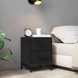 Berkfield Home Bedside Cabinet Black 36x30x45 cm Solid Pinewood - Size: 36 x 30 x 45 cm - thumbnail 1