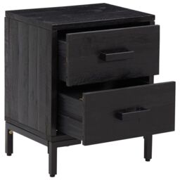 Berkfield Home Bedside Cabinet Black 36x30x45 cm Solid Pinewood - Size: 36 x 30 x 45 cm - thumbnail 4