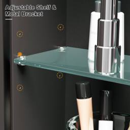 KEEPREAPER Black Arched Bathroom Mirror Cabinet 40x80cm Metal Frame Wall - Size: 40x80 cm - thumbnail 5