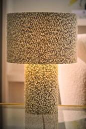 ValueLights Ash Natural Full Boucle Fabric Table Lamp in Light Grey - thumbnail 2