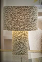 ValueLights Ash Natural Full Boucle Fabric Table Lamp in Light Grey - thumbnail 1