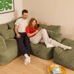 icon 4pcs Noa Bean Bag, 2x Corner, 1x Recliner, 1x Slab, Jumbo Cord in Green - thumbnail 2