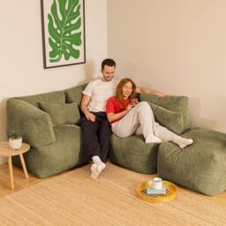 icon 4pcs Noa Bean Bag, 2x Corner, 1x Recliner, 1x Slab, Jumbo Cord in Green - thumbnail 5