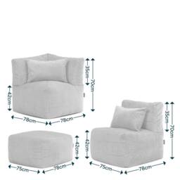 icon 4pcs Noa Bean Bag, 2x Corner, 1x Recliner, 1x Slab, Jumbo Cord in Green - thumbnail 6
